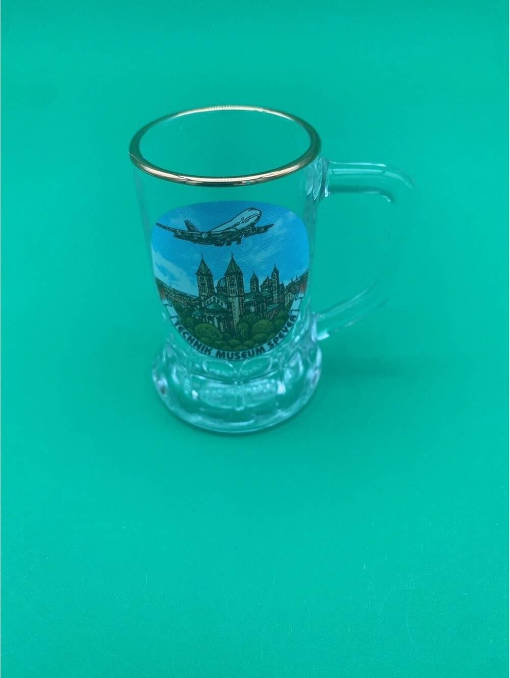 Technik Museum Speyer Germany Clear Glass Miniature 2.5" Beer Stein - Bockling